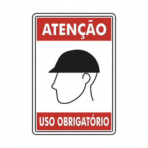 PLACA ATENÇÃO CAPACETE USO OBRIG.20X30